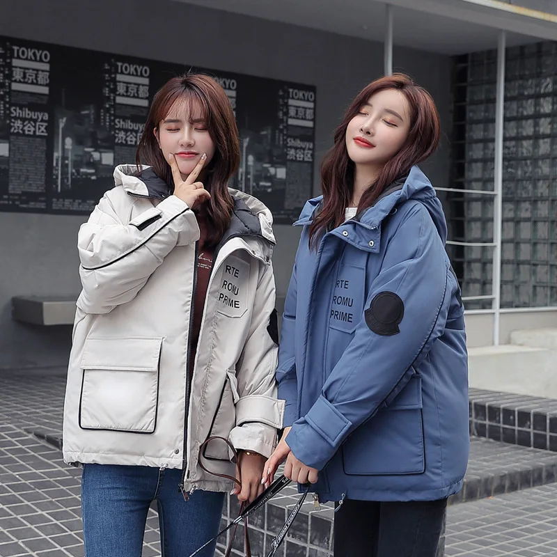 

2019 Autumn And Winter New Style Online Celebrity Casual BF down Jacket Women's Korean-style INS Workwear Coat Hooded Cotton-pad