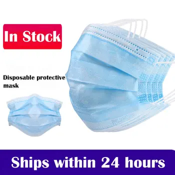 

In Stock 5/500pcs Mask Disposable Protective Mask Three Layers Antibacterial Facial Cover Anti Dust Mask Fast Delivery