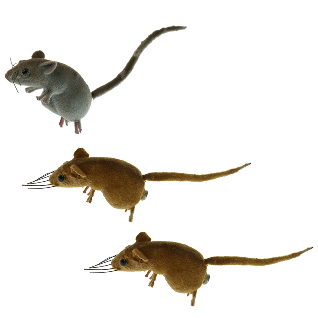 3 Pieces Realistic Mouse Sculpture Lifelike Mice Ornament Animal Statues for Outdoor Garden Lawn Decor