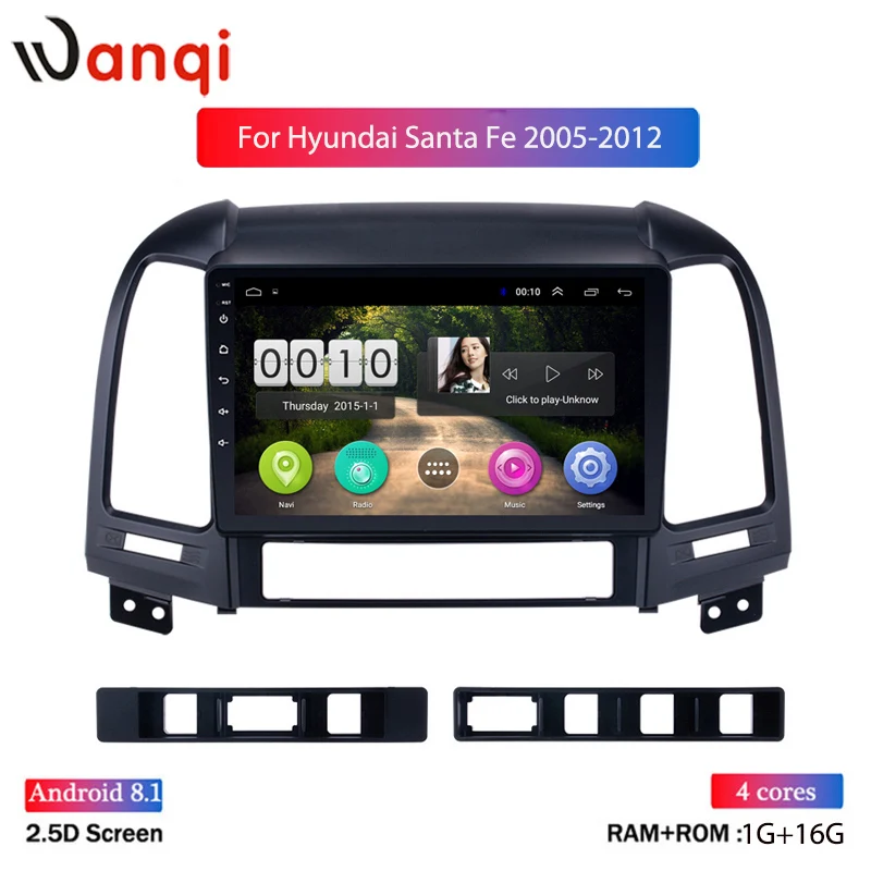 Автомобильный мультимедийный GPS Радио стерео для Hyundai Santa Fe 2005 2012 Android 8 1 9 дюймов