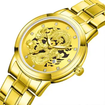 

Luxury Hollow Gold Dragon Wristwatch Men Stainless Steel Top Brand Military Men's Quartz Watches Relogio Masculino