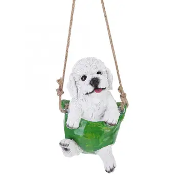 

Swing Dog Decor Statues High Simulation Resin Garden Landscape Animal Swing Dog Lawn Figurine Garden Decoration Craft