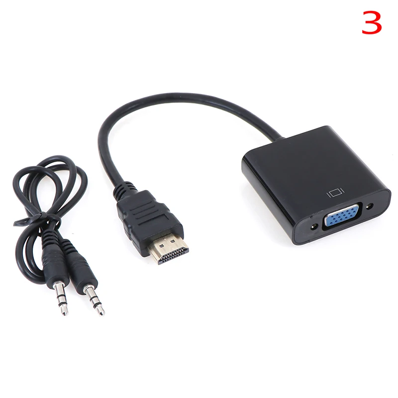 Black 1 Адаптер hdmi-vga Мужской конвертер с разъемом адаптер 1080p для ПК ноутбука - Цвет: Black 1