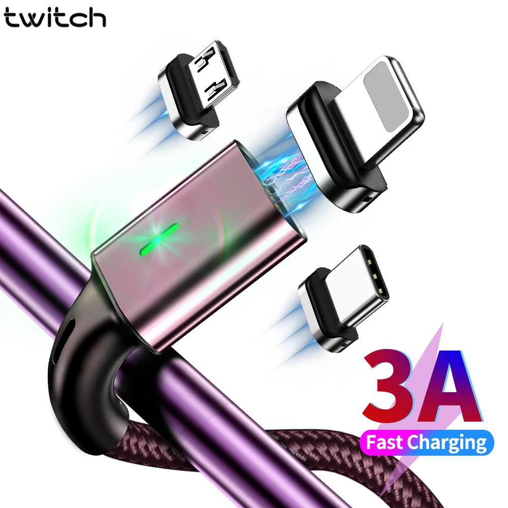 Магнитный USB кабель 3 А Micro Type C для Samsung быстрой зарядки и синхронизации данных iphone