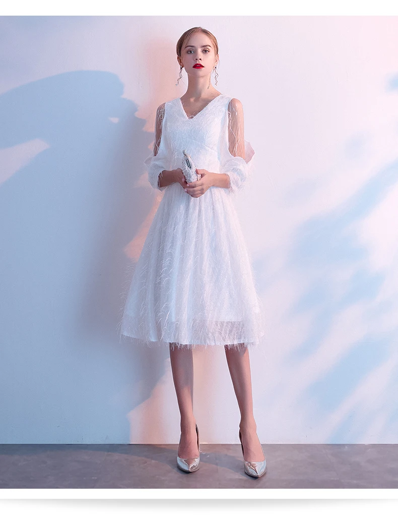 AE631 Robe de Soiree Courte розовое белое винтажное кружевное вечернее платье с v-образным вырезом Вечерние платья Vestido de Festa