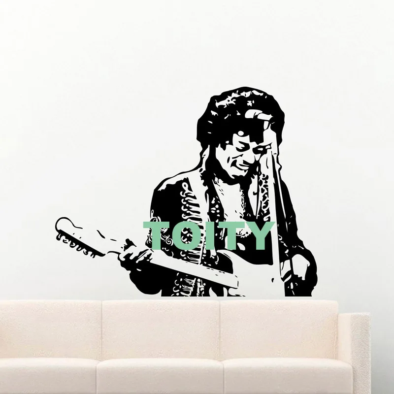 JIMMY HENDRIX музыка поп звезда винил стены Искусство комната, наклейка на дверь окна трафареты роспись Декор - Цвет: H57cm x W71cm