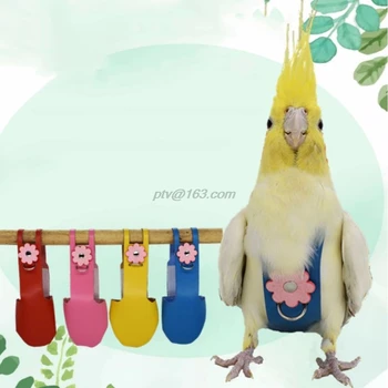 

Bird Parrot Velvet Leather Diaper with Leash Harness Rope Cockatiel Pigeons Flight Suit Clothes Feces Pocket Pet Supply