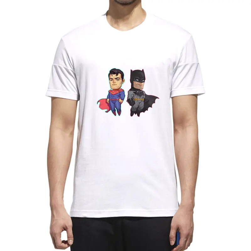 

MOUNTSHARP Funny Tshirt Men Superman Batman Print Short Sleeve O-Neck Harajuku Streetwear Sweatshirt Casual Cotton Polyester