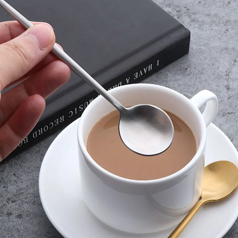 Tea Spoons 304 Stainless Steel Small Coffee Spoons Gold Tableware Cutlery Unique Gold Small Dessert Spoon Cafe Tea Spoon