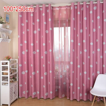

Children Cloud Printed Curtain Coated Blockout Eyelet Window Drape Clouds Curtain for children's room