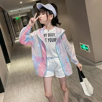 

Girls Coat Summer New Style CHILDREN'S Garment Thin Airable Shirt Big Boy Korean-style Sun Protection Clothing Coat Fashion