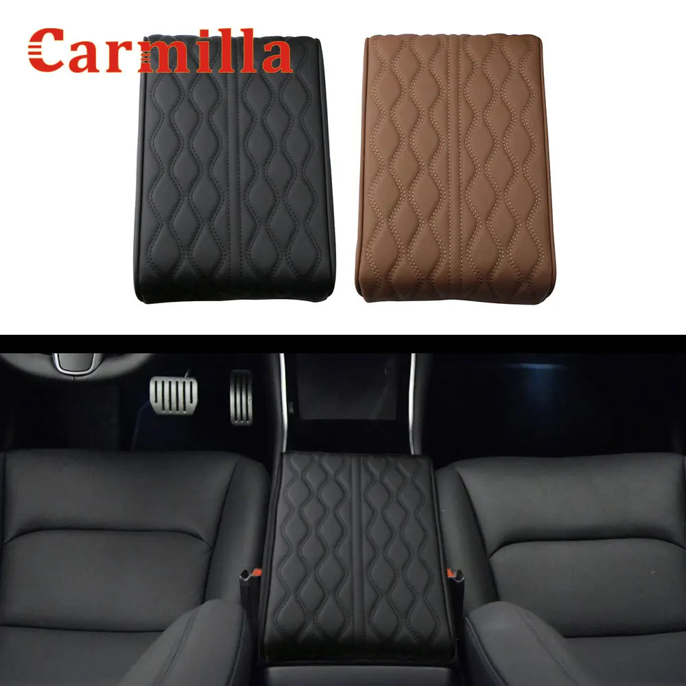 

Leather Car Armrest Box Mat Memory Cotton Armrest Seat Protective Pad for Tesla Model 3 2016-2019 Central Armrest Console Cover