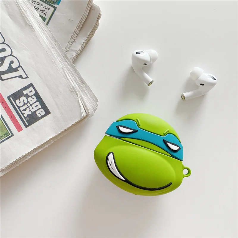 Мультяшный чехол Черепаха ниндзя для AirPods 1 2 3 милый силиконовый чехол Bluetooth защитный чехол для наушников для Airpods pro брелок - Цвет: for airpods pro