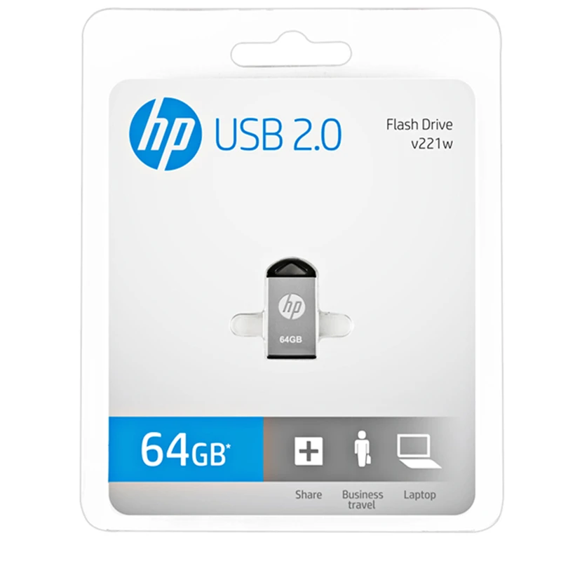 Серебристый Топ hp мини металлический USB флэш-накопитель V221W Флешка 64 ГБ 32 ГБ 16 ГБ USB2.0 флэш-накопитель карта памяти USB диск пылезащитный - Цвет: Серебристый