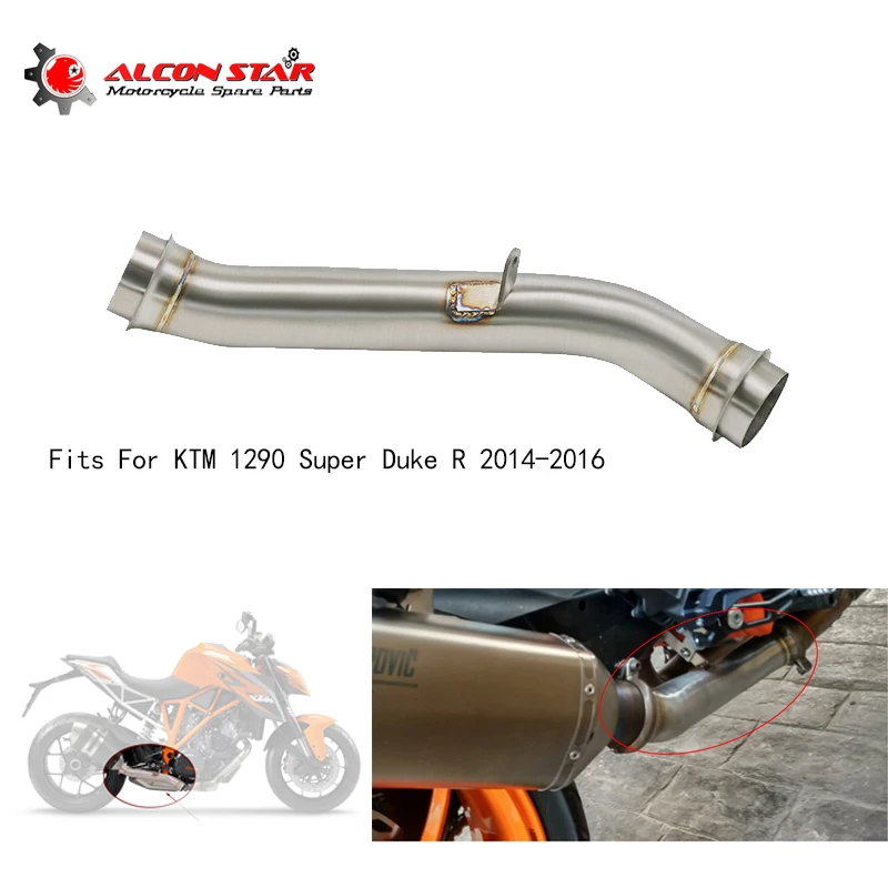Alconstar-средняя выхлопная труба мотоцикла для 1290 Super Du-ke R 2014-2016 из нержавеющей стали