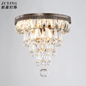 

North European style luxury country industrial cone retro crystal conical drop shaped iron crystal chandeliers diameter 50cm