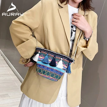 

AURAY Small Messenger Shoulder Bag Women Crossbody Bags For Women 2020 Designer Women's Straw Bag Handmade Woman Woven Beach Bag