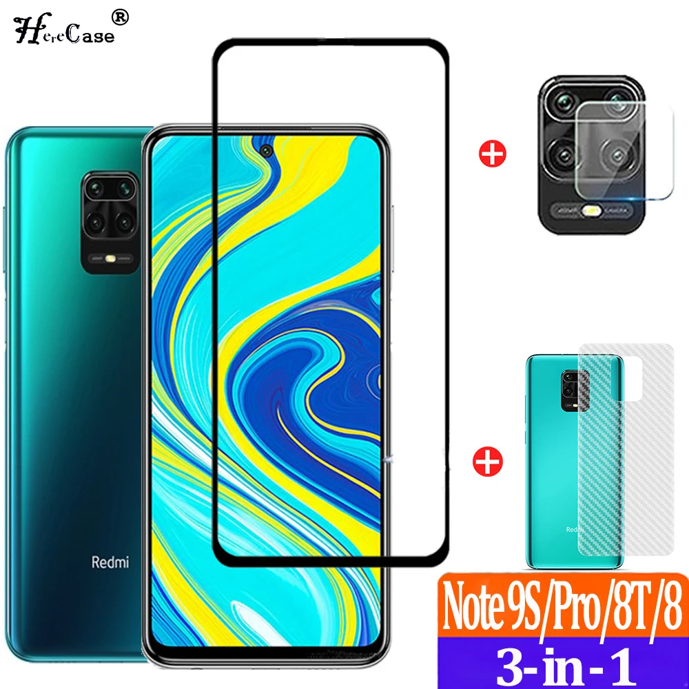 3в1 набор 9H полное покрытие Защитная пленка для телефона Redmi Note 9s стекло экрана