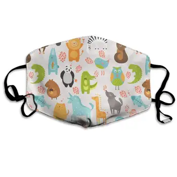 

Zoo Love Pattern Washable Reusable Mask, Cotton Anti Dust Half Face Mouth Mask For Kids Teens Men Women With Adjustable Ear