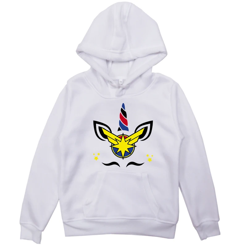 Hoodies 2 Модные толстовки с капюшоном с единорогом и супергероем для мальчиков и девочек; пуловер; Детские зимние плотные толстовки; повседневные топы для малышей; костюм - Цвет: Hoodies 2