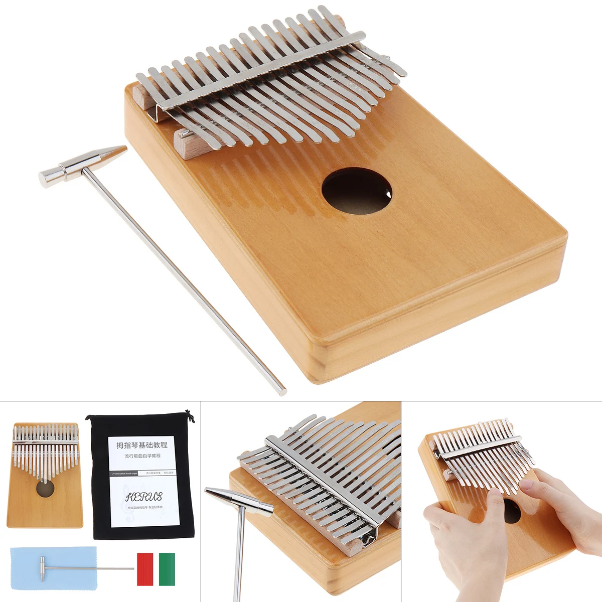 Professional Portable Lightweight 17 Keys Thumb Piano Kalimba High Quality Single Board Pine Mbira Mini Keyboard Instruments | Спорт и