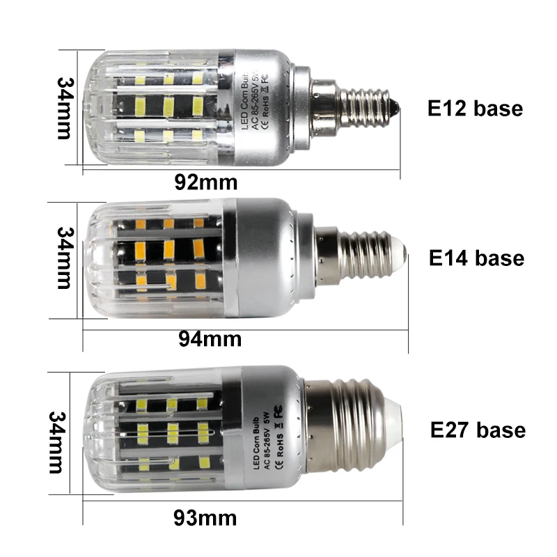 Светодиодные лампы Bombillas лампы 5 Вт E12 E 14 E27 алюминиевая осветительная лампа 86 в до 265 в высокое качество энергосберегающая лампа 110 В 220 В освещение