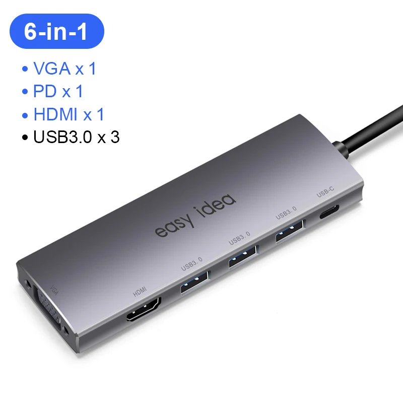 6 in 1 USB C концентратор Мульти USB 3,0 разветвитель Тип C концентратор адаптер USB-C концентратор HDMI несколько USB C док-станция USB 3,1 расширитель для MacBook Pro - Цвет: 6 in 1
