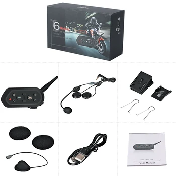

E6 Motorcycle Intercom VOX BT Headset Helmet Interphone Bluetooth Intercom for 6 Riders 600M Communication