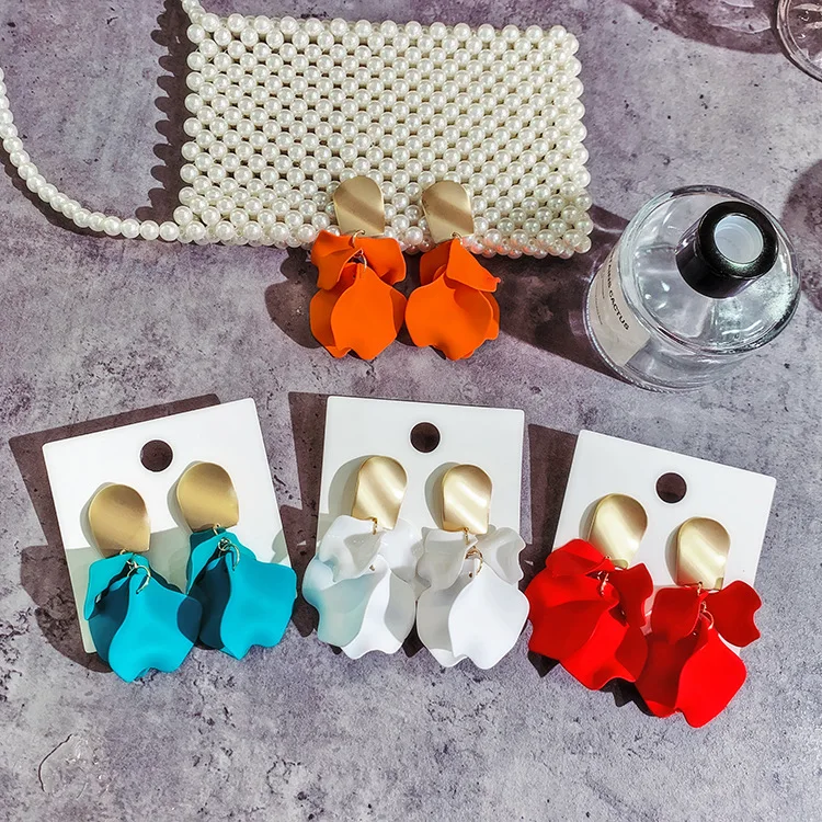 

Fashion Korean Style Exaggerated 7 Colors Candy Color Rose Flower Drop Earrings Bride Women Lady Party Wedding Christmas Gift