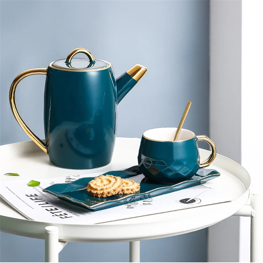 Модная керамическая кружка для кофе с молочным чайником, британский фарфоровый чайный, кофейный набор с ложкой, набор для кофе, посуда для напитков, кафе, веселый подарок