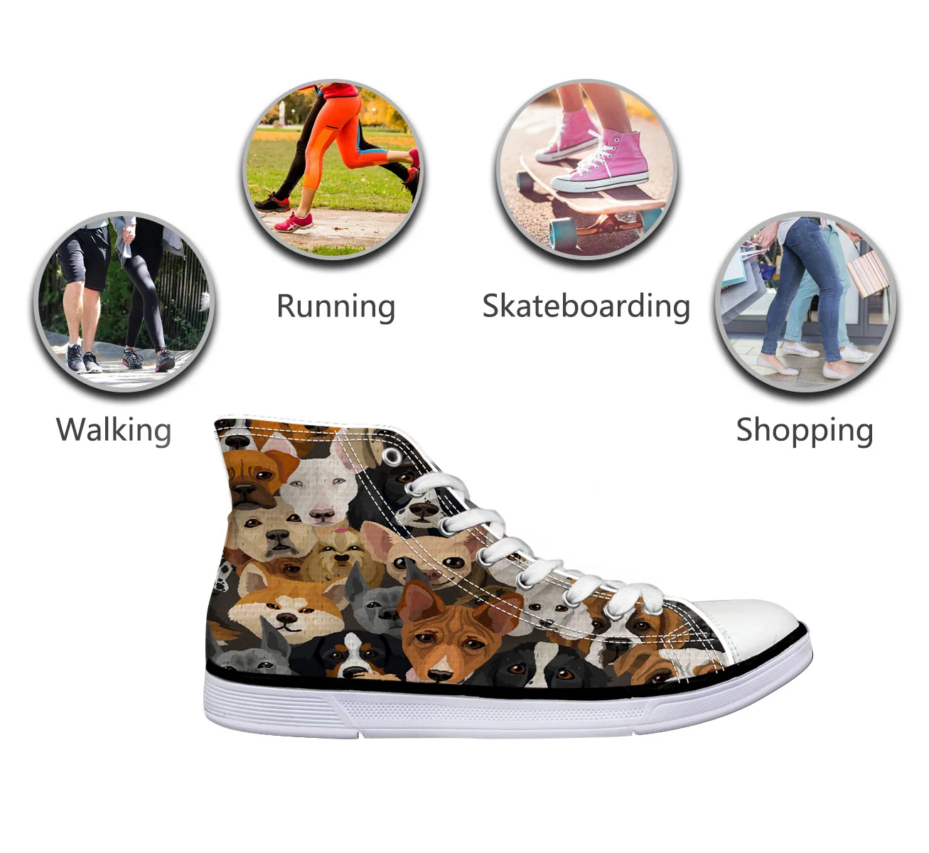 WHEREISART Женская парусиновая обувь Борзая Собака мопс аниме мультфильм высокая