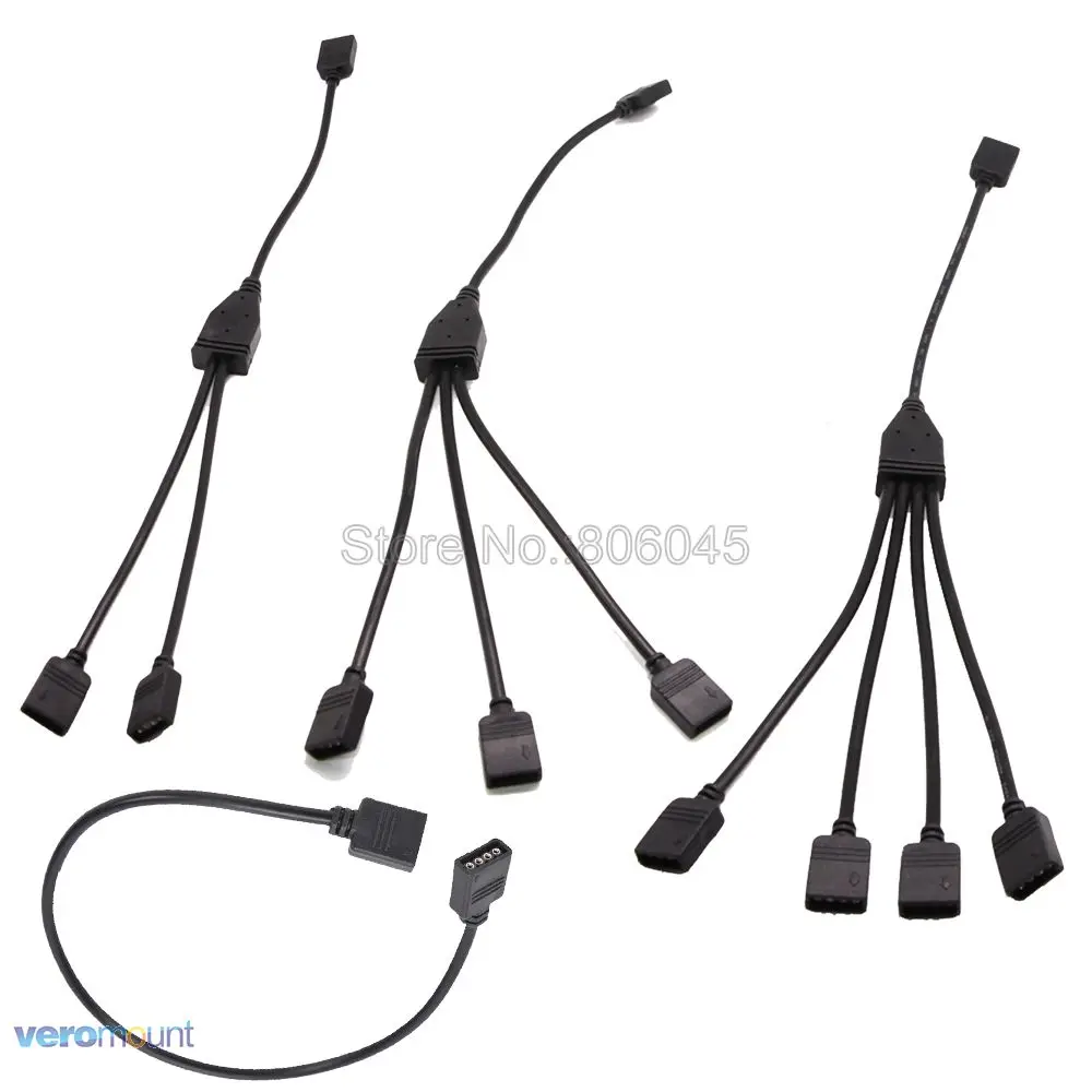 4Pin RGB сплиттер соединитель черный кабель от 1 до 2 3 4 5 гнездо к гнезду удлинитель