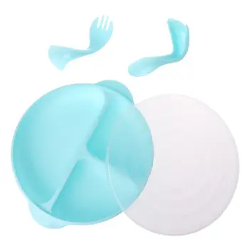 

4Pcs/Set Baby bowl+fork Feeding Food Tableware Cartoon Bear Kids Dishes Eating Dinnerware Training Dinner Plat U50F