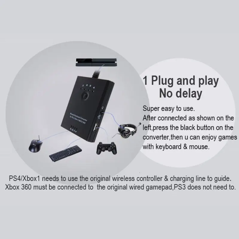 Teclado e Mouse Adaptador Conversor para PS3PS4