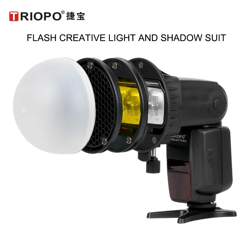 TRIOPO MagDome Color Filter Reflector Honeycomb Diffuser Ball Photo Accessories Kits For GODOX TT600 TT520 YONGNUO Flash Replace |