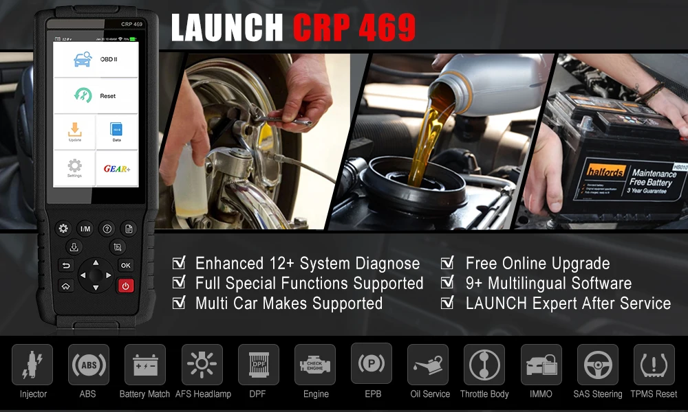 LAUNCH X431 OBD2 сканер двигателя ABS масло DPF EPB IMMO TPMS wifi Автомобильный сканер OBDII диагностический инструмент с 15 функциями сброса