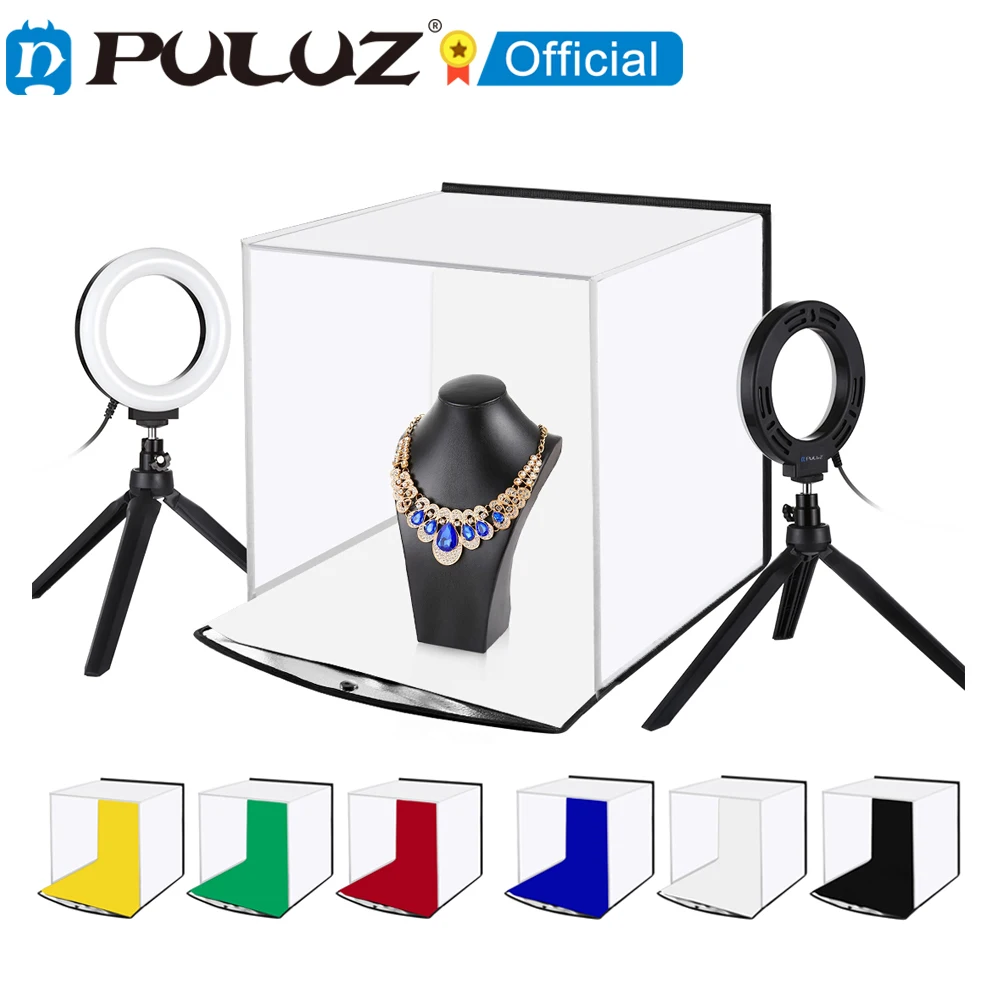 PULUZ 30cm Folding Portable Photo Soft Box Desktop Studio Shooting Tent Box Kits with 6 Color Backdrops Studio Light Softbox