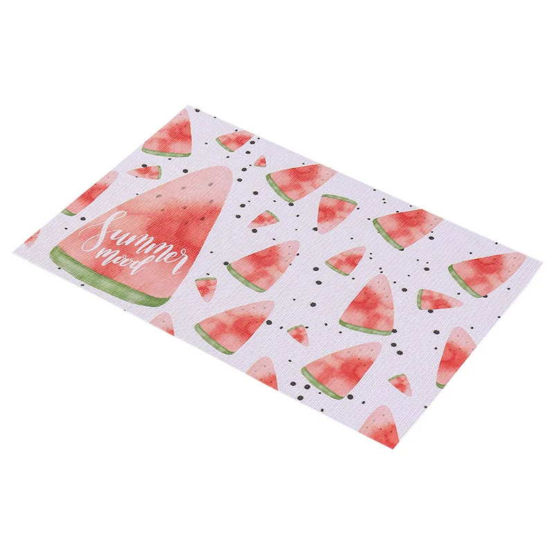 ANGNYA Fruit Printing Placemat Heat-Resistant Rectangular Vinyl Dining Table Mat 45X30cm Washable Non-slip Coaster Plant Style - Цвет: watermelon