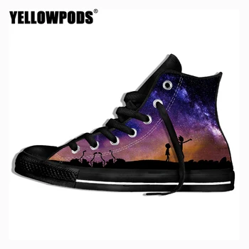 

Mens Designer Shoes 3D Rick And Neon Pattern Customized Men's Shoes Printed Man Shoes High Top Canvas Shoes Sneakers Women