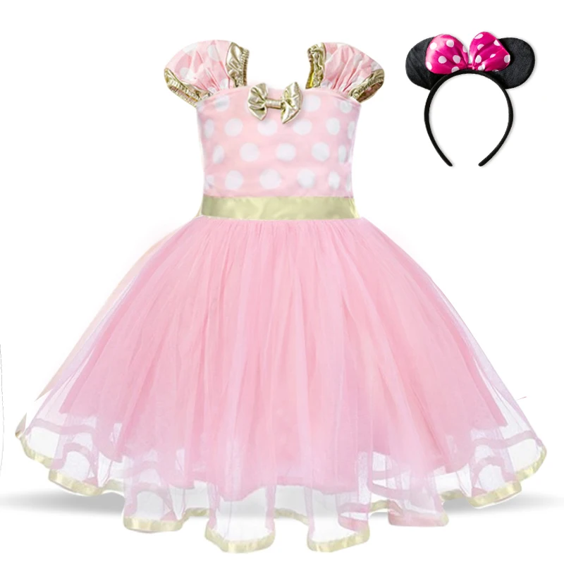 Платье на день рождения для маленьких девочек 1 год платье с Минни Маус платье в горошек для малышей костюм на Хэллоуин рождественское праздничное платье для маленьких девочек