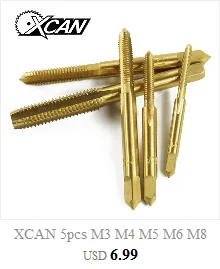 XCAN 5 шт. M3/M4/M5/M6/M8 HSS набор резьбовых насадок с нано-синим покрытием, прямая флейта, резьбовой кран, резьбовое отверстие, сверло, сверло