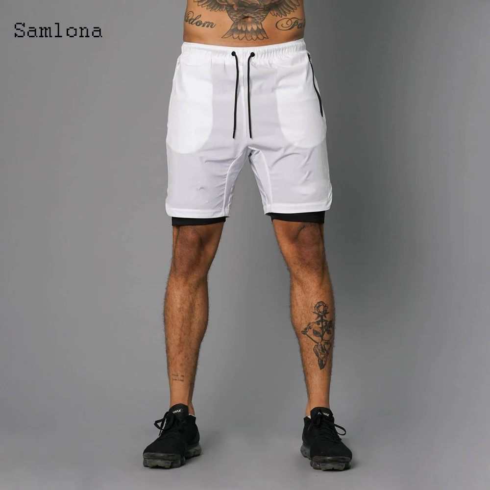 Samlona Men's Summer Fashion Run Casual Sports Shorts Fast drying Breathable Lined Short Pants Mens Fitness Muscle Men Shorts Samlona Men's Summer Fashion Run Casual Sports Shorts Fast drying Breathable Lined Short Pants Mens Fitness Muscle Men Shorts