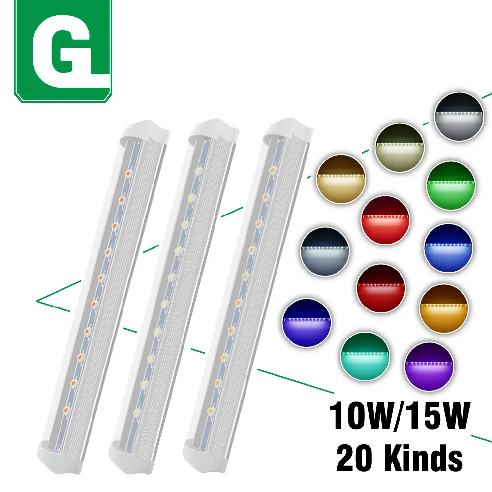 

10W 15W T8 LED Tube Light Warm Natrual Cool White Red Blue Green Yellow Full Spectrum LED Lamp 30cm 60cm For Home Plant Aquarium