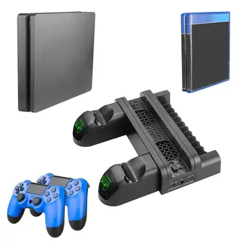 

3 in 1 Quality Multifunction Dual Charging Station Dock w/Cooling Fan for PS4/PS4 Slim/PS4 Pro Durable Vertical Stand Holder