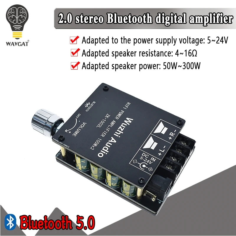 ZK-1002L TPA3116D2 100WX2 Мини Bluetooth 5,0 беспроводной аудио Мощность Цифровой усилитель доска стерео усилитель DC 12 В 24 В
