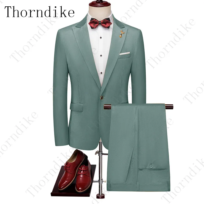 Thorndike индивидуальный заказ 3 шт. мода зима жениха свадебное платье Slim Fit бархат мужской смокинг костюм(куртка+ брюки) 22 цвета