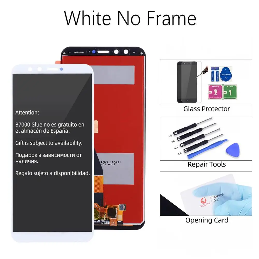 White No Frame Дисплей для HUAWEI Honor 9 Lite экран в сборе с тачскрином на рамке 5.65'' черный белый золото серый синий lld-al00 al10 tl10 - Цвет: White No Frame