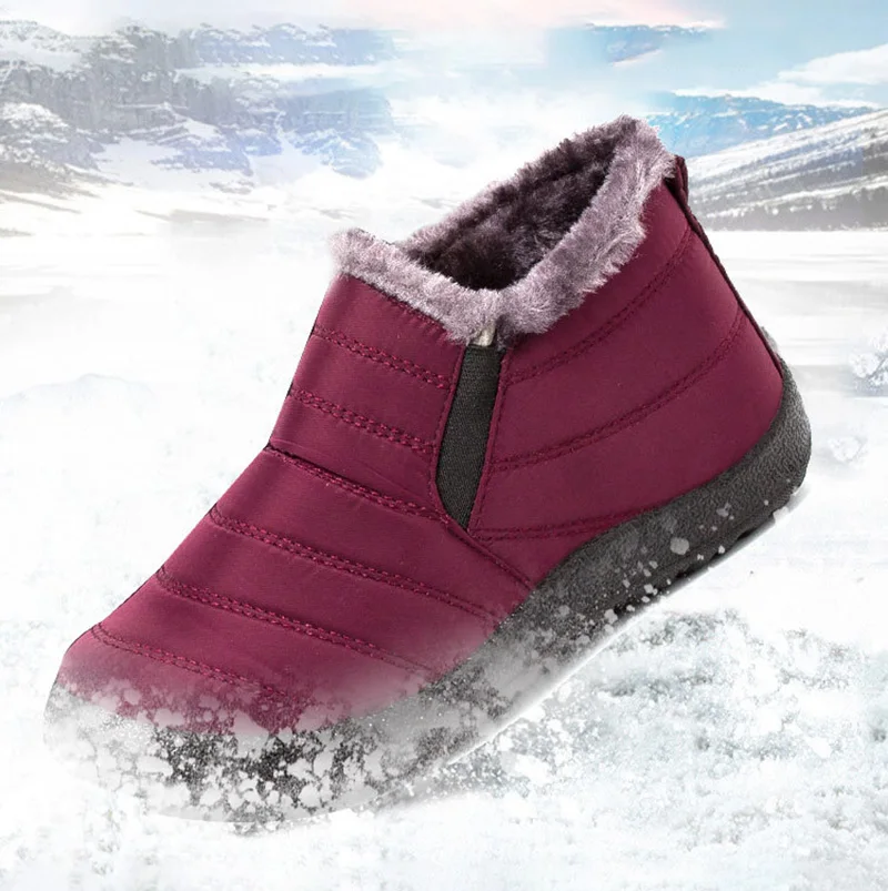 Зимние женские ботинки унисекс зимние ботильоны водонепроницаемая обувь Теплые