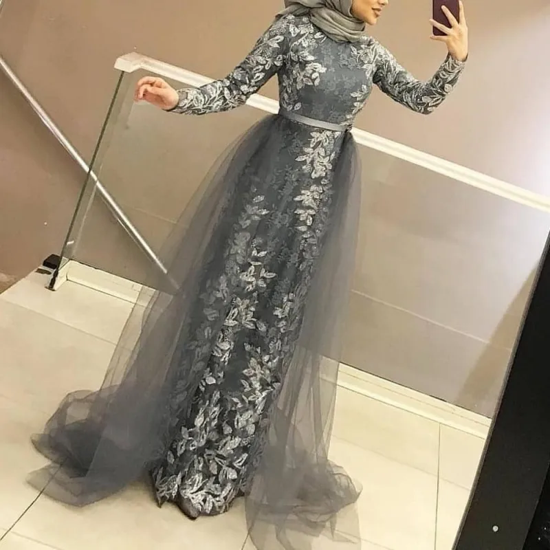 

Sexy Plus Size African Two Piece Long Sleeve Mermaid Prom Evening Dresses Gown 2019 Long Tulle Party Gala Dress