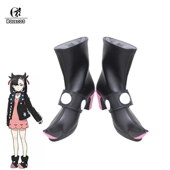 

ROLECOS Anime Pokemon Sword and Shield Cosplay Shoes Marnie Cosplay Black Shoes Boots Custom Made